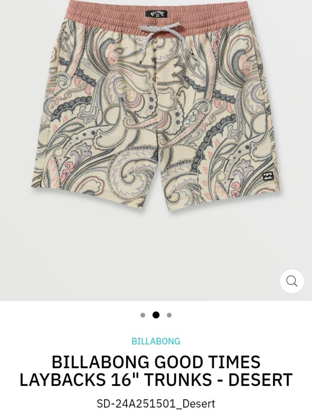 Billabong "Good Times Laybacks" 16 Inch Trunks Desert- Size Medium NWOT - Picture 2 of 8